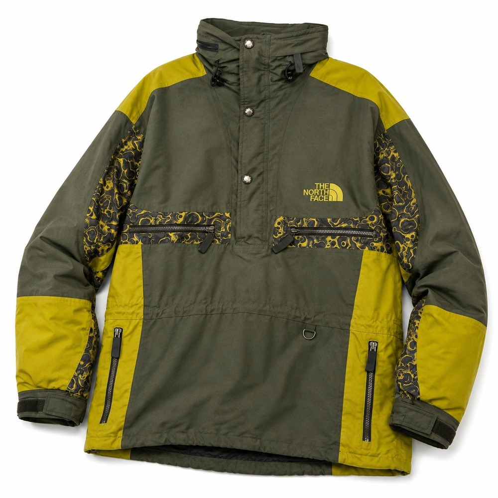 Vintage The North Face RAGE Anorak Jacket Green Yellow Pullover 90s Men's Large